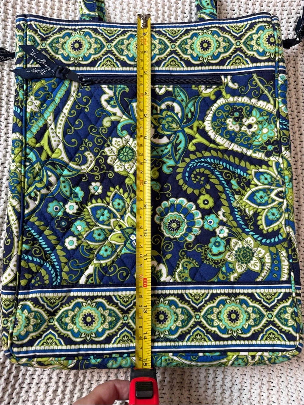 Vera Bradley Navy, Green & Teal Quilted Laptop Tote